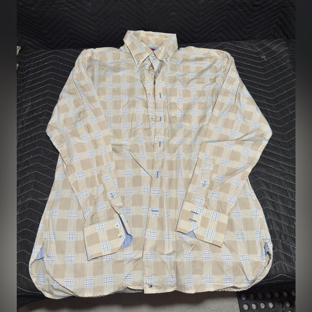 Men’s Tommy Hilfiger Beige and White Checkered Shirt
